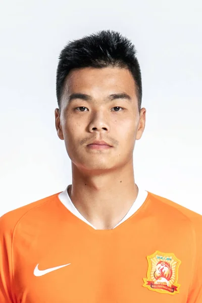 Exclusivo Retrato Futebolista Chinês Nie Aoshuang Wuhan Zall Para Superliga — Fotografia de Stock
