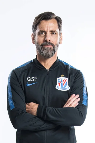 Αποκλειστική Πορτρέτο Του Επικεφαλής Προπονητή Quique Sanchez Flores Της Σαγκάης — Φωτογραφία Αρχείου