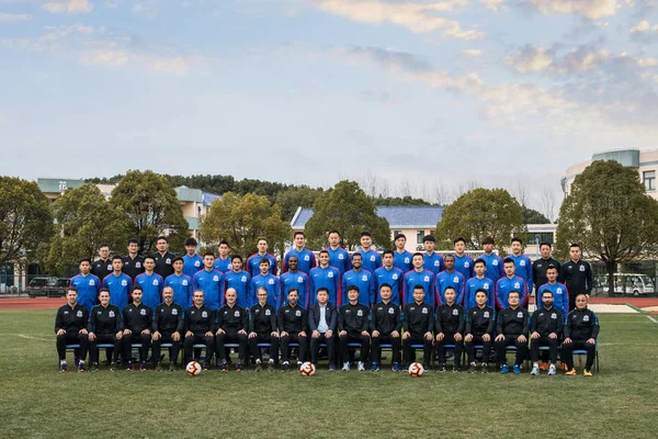 Ексклюзивні Згрупувати Постріл Гравців Шанхай Гренландії Shenhua Юнайтед 2019 Китайської — стокове фото
