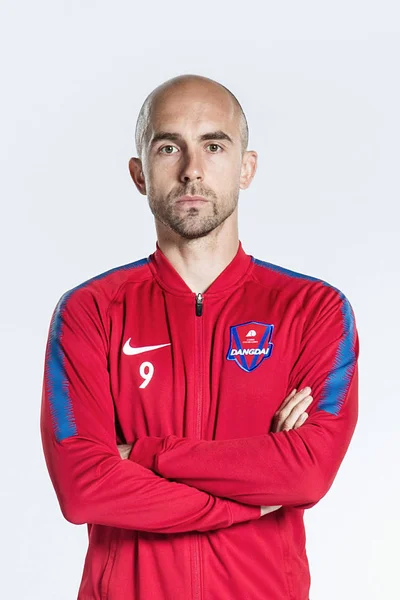 Exclusivo Retrato Del Futbolista Polaco Adrian Mierzejewski Chongqing Dangdai Lifan — Foto de Stock