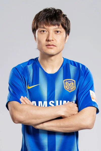 Portrét Čínského Fotbalista Wang Song Jiangsu Suning 2019 Čínské Fotbalové — Stock fotografie