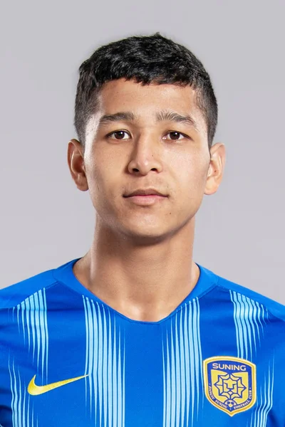 Portrait Chinese Football Player Abduhamit Abdugheni Jiangsu Suning 2019 Chinese — Stock Photo, Image