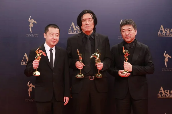 Desde Izquierda Director Chino Jia Zhangke Director Cine Surcoreano Lee — Foto de Stock