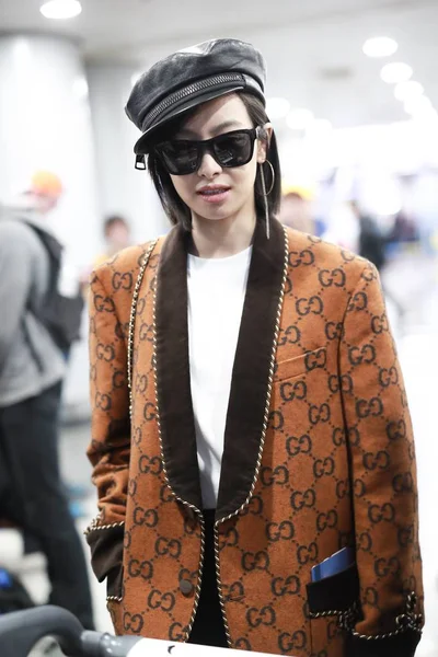 Chinese Actrice Victoria Song Song Qian Arriveert Bij Beijing Capital — Stockfoto