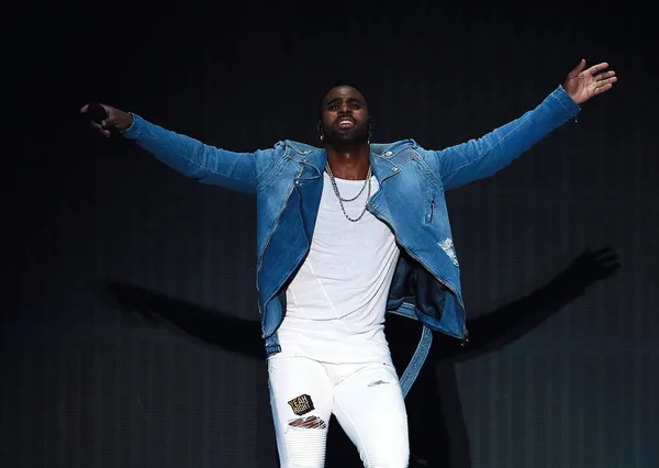 Cantante Compositor Estadounidense Jason Derulo Realiza Durante Ceremonia Sorteo Copa — Foto de Stock