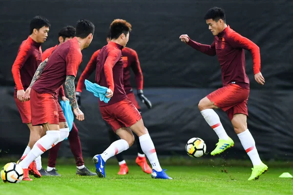 Pemain Dari Tim Nasional Sepak Bola Pria Tiongkok Mengambil Bagian — Stok Foto