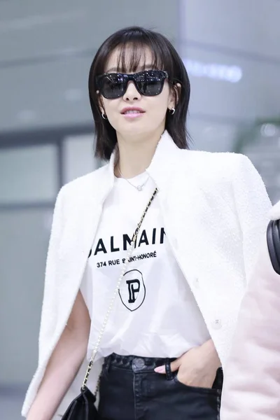 Cantante Actriz China Victoria Song Song Qian Llega Aeropuerto Internacional —  Fotos de Stock