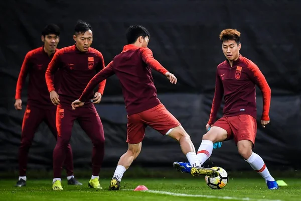 Игроки Сборной Китая Футболу Принимают Участие Тренировках Открытию Матча Против — стоковое фото