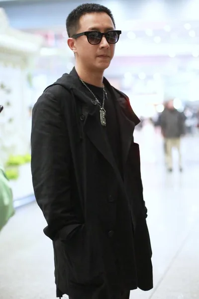 Chinese Zanger Acteur Han Geng Arriveert Bij Beijing Capital International — Stockfoto