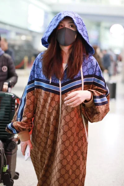 Chinese Actress Lareina Song Song Zuer Arrives Beijing Capital International — Stock Photo, Image