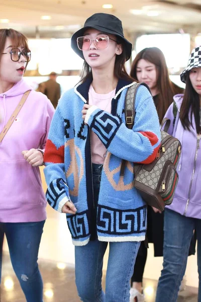 Chinese Actress Jinyan Arrives Beijing International Airport Beijing China March — Stock Photo, Image