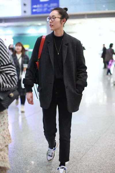 Chinese Model Liu Wen Arrives Beijing Capital International Airport Beijing — Stock Photo, Image