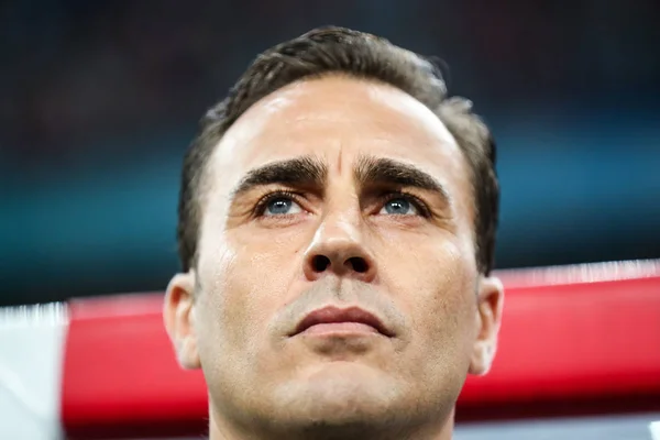 Entrenador Fabio Cannavaro Selección Nacional Fútbol China Reacciona Mientras Observa — Foto de Stock