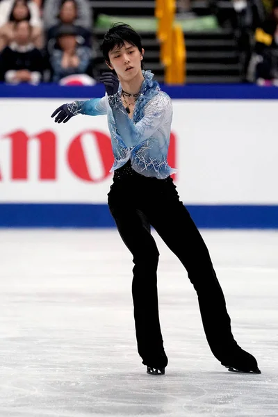 Японська Фігуристка Yuzuru Hanyu Конкурує Чоловіків Короткої Програми Мсу 2019 — стокове фото