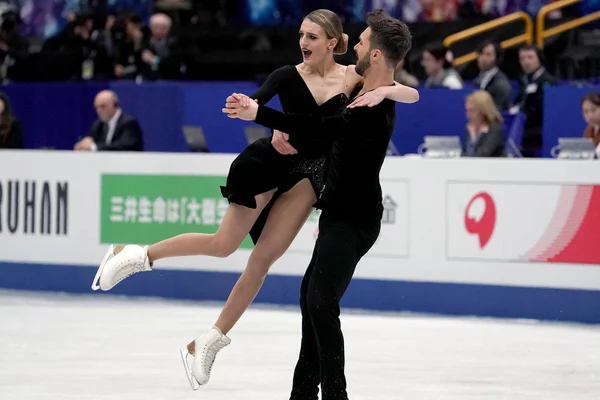 Franska Dansare Gabriella Papadakis Och Guillaume Cizeron Tävlar Ice Dance — Stockfoto