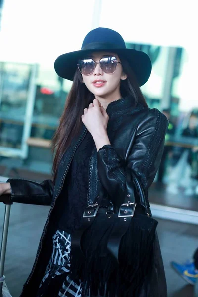 Modella Attrice Taiwanese Lin Chi Ling Arriva All Aeroporto Internazionale — Foto Stock