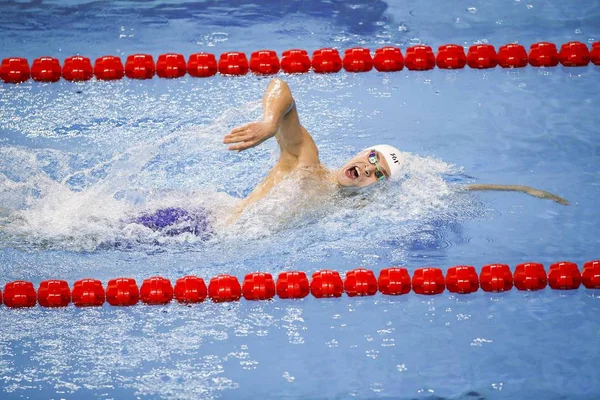 Číňané Plavání Olympijská Vítězka Sun Jang Soutěží 400M Volný Způsob — Stock fotografie