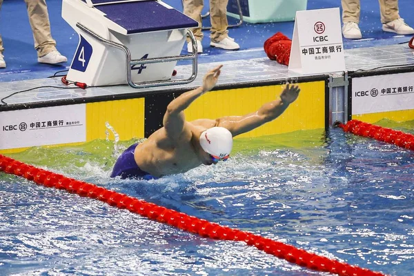 Číňané Plavání Olympijská Vítězka Sun Jang Soutěží 400M Volný Způsob — Stock fotografie