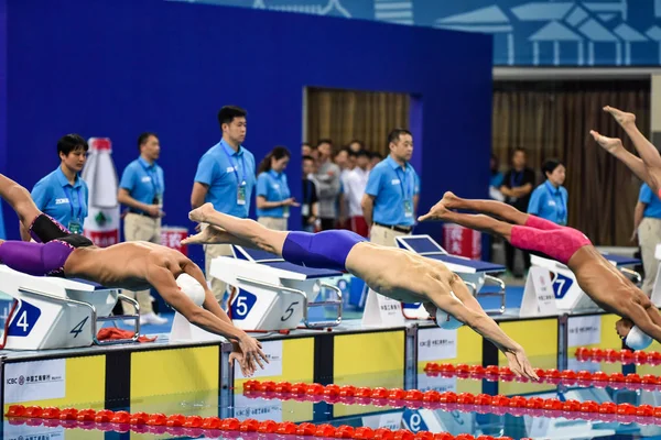 Kinesisk Svømning Olympiske Mester Sun Yang Konkurrerer Mændene 400M Freestyle - Stock-foto