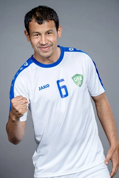 Retrato Creativo Davron Hashimov Selección Nacional Fútbol Uzbekistán Para Campeonato — Foto de Stock