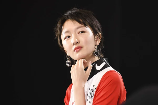 Actriz China Zhou Dongyu Asiste Evento Fútbol Femenino Nike Shanghai — Foto de Stock