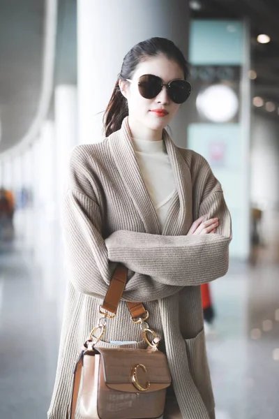 Chinese Supermodel Sui Arrives Beijing Capital International Airport Departure Beijing — Stock Photo, Image