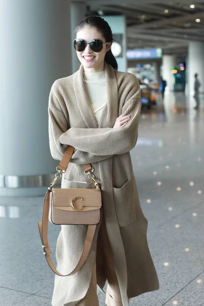 Supermodelo China Sui Llega Aeropuerto Internacional Beijing Capital Antes Salida — Foto de Stock