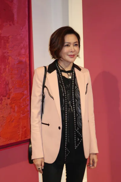 Hong Kong Actress Rosamund Kwan Attends Art Exhibition Held Celebrity — стокове фото
