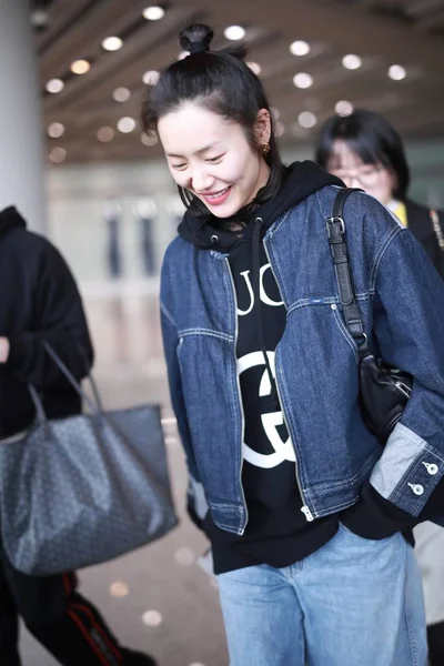 Chinese Model Liu Wen Arrives Beijing Capital International Airport Beijing — Stock Photo, Image