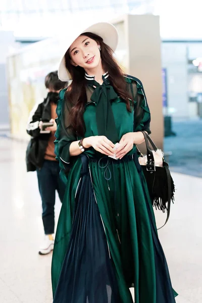 Deze Hand Out Foto Aankomt Taiwanees Actrice Lin Chi Ling — Stockfoto