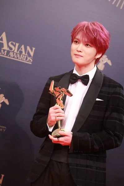 Der Südkoreanische Sänger Und Schauspieler Kim Jae Joong Posiert Mit — Stockfoto