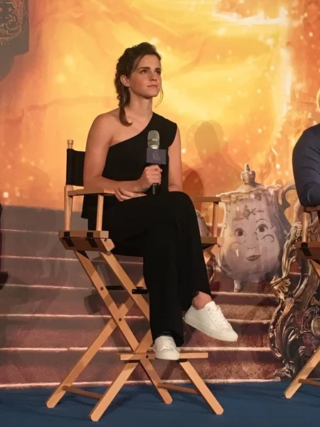 Atriz Britânica Emma Watson Assiste Uma Conferência Imprensa Para Seu — Fotografia de Stock