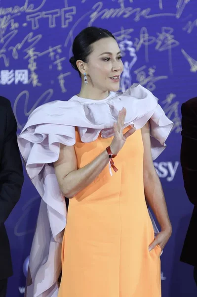 Ηθοποιός Του Χονγκ Κονγκ Καρίνα Λάου Ποζάρει Καθώς Φτάνει Στο — Φωτογραφία Αρχείου