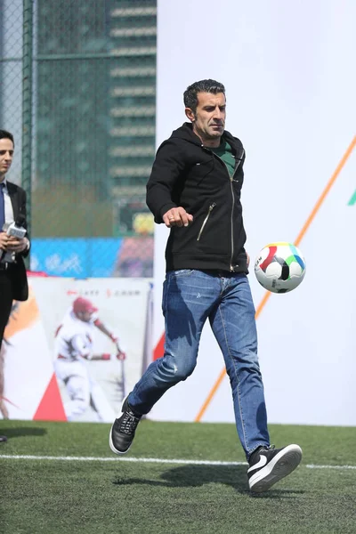 Portugalský Fotbalový Záložník Luis Figo Navštěvuje Zahajovací Ceremoniál Pro Siic — Stock fotografie