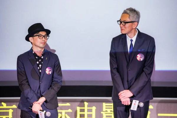 Japanese Actor Yutaka Matsushige Right Director Toru Hosokawa Attend Premiere — Stock Photo, Image