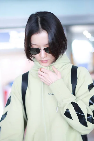 Chinese Actrice Juan Komt Aan Beijing Capital International Airport Peking — Stockfoto