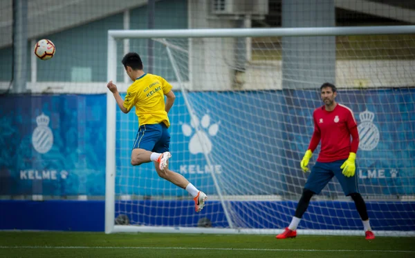 Footballeur Chinois Lei Participe Une Séance Entraînement Rcd Espanyol Avec — Photo