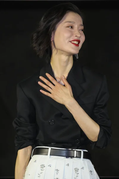 2019年4月14日 中国女演员杜胡安出席在中国北京举行的新片 迷失在爱 的首映式 — 图库照片