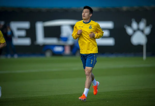 Китайский Футболист Лэй Принял Участие Тренинге Rcd Espanyol Товарищами Команде — стоковое фото