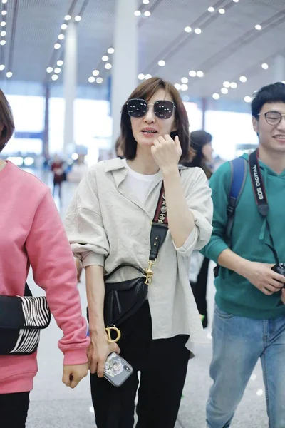 Chinese Actress Claudia Wang Wang Likun Arrives Beijing Capital International — Stock Photo, Image