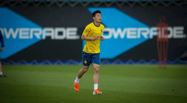 Китайский Футболист Лэй Принял Участие Тренинге Rcd Espanyol Товарищами Команде — стоковое фото
