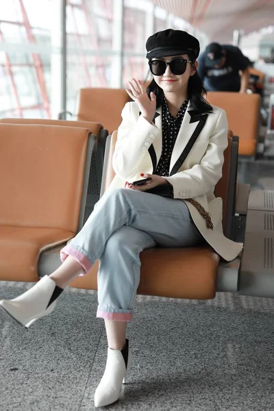 Chinese Actress Jing Tian Arrives Beijing Capital International Airport Departure — Stock Photo, Image