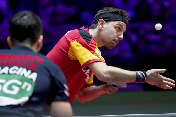 Timo Boll Alemania Sirve Contra Andrej Gacina Croacia Primer Partido — Foto de Stock