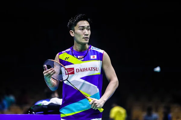 Kento Momota Japón Reacciona Mientras Compite Contra Lee Dong Keun — Foto de Stock