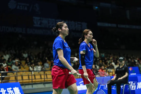 Dong Wenjing Right Feng Xueying China Compete Misaki Matsutomo Ayaka — Stock Photo, Image