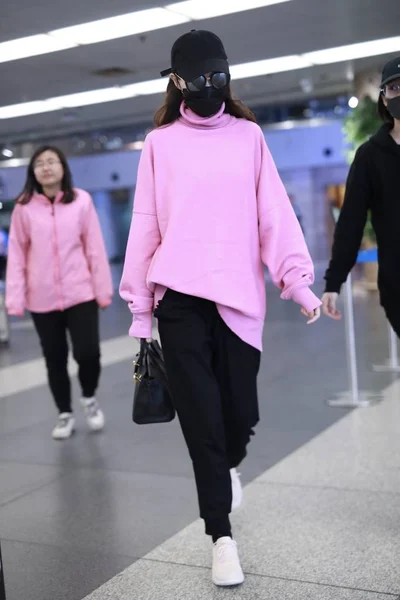 Chinese Actress Tiffany Tang Tang Yan Arrives Beijing Capital International — Stock Photo, Image