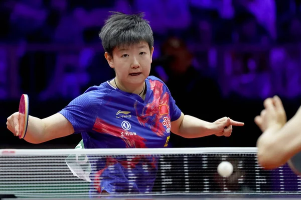 2019년 24일 헝가리 부다페스트에서 2019 Ittf 선수권 3회전에서 중국의 선잉샤가 — 스톡 사진