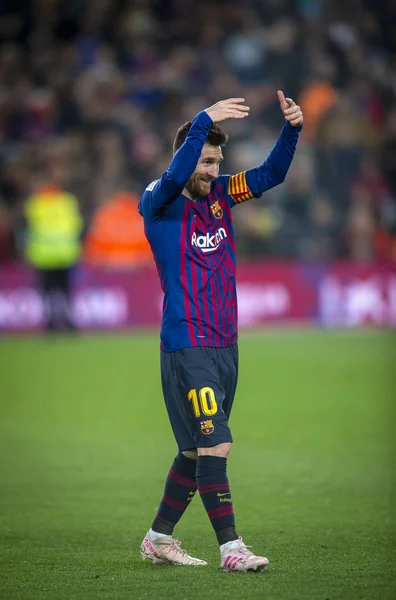 Lionel Messi Barcelona Nazywa Syna Podczas Uroczystości Barcelonie Pokonał Levante — Zdjęcie stockowe