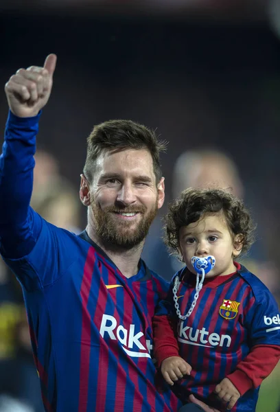 Lionel Messi Del Barcelona Mantiene Hijo Ciro Después Que Equipo —  Fotos de Stock