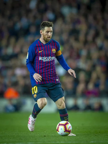 Lionel Messi Barcelona Dribbles Során Forduló Mérkőzést Liga 2018 2019 — Stock Fotó